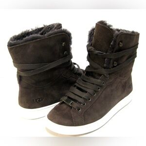 UGG Starlyn high-top trainers in nubuck leather Womens Shearling  Brown 8 NWOB